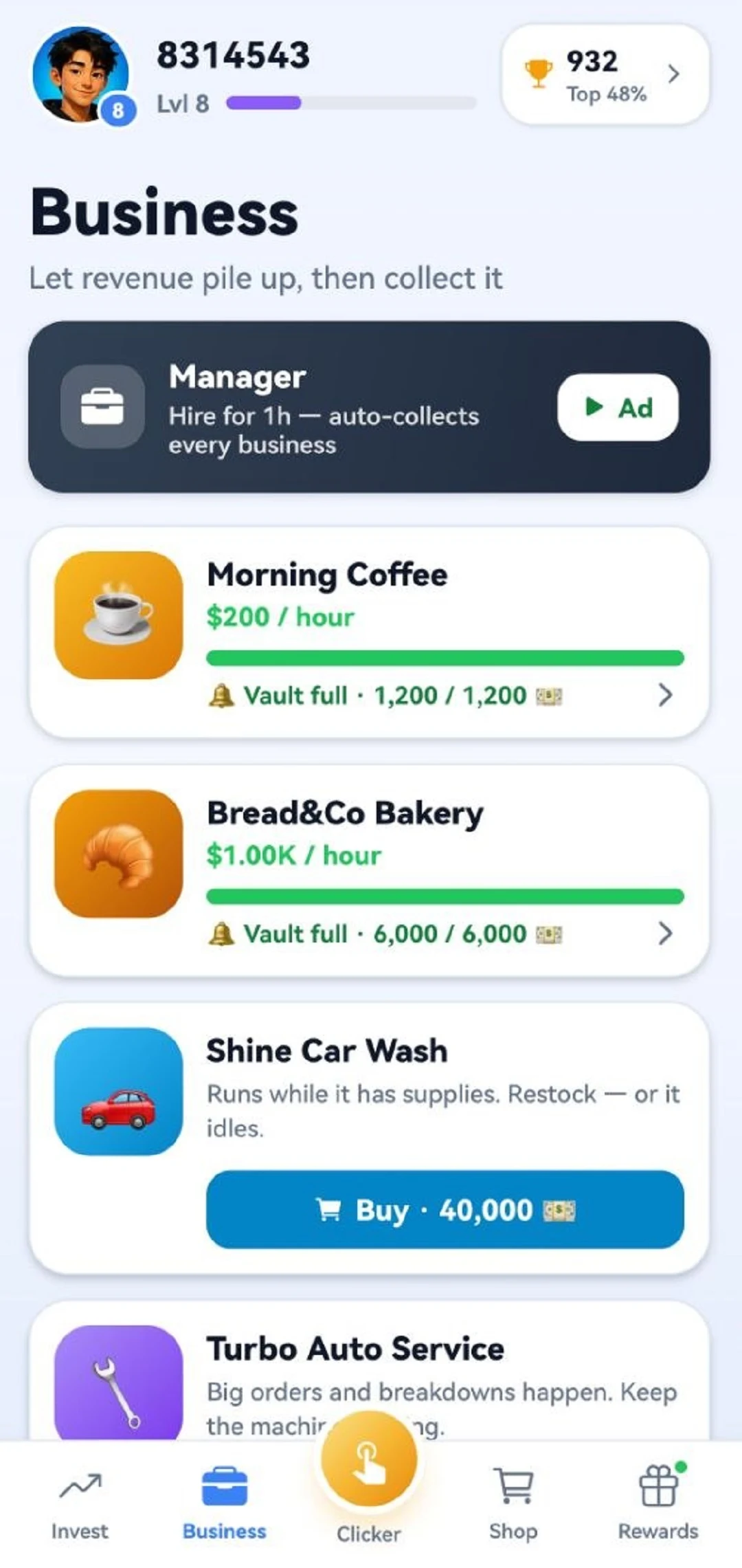 Business Clicker: Idle Tycoon screenshot